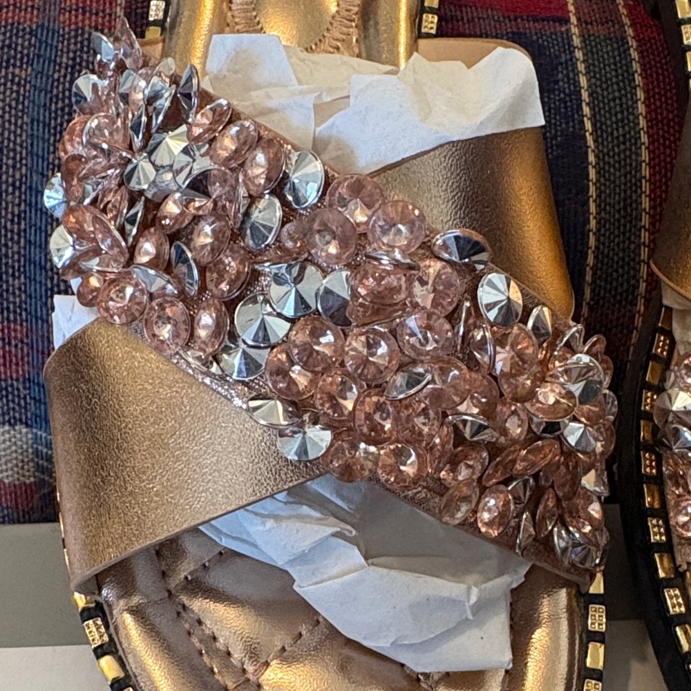Weesoo Women's Gold and Silver Embellished Sandals - Picture 2 of 3